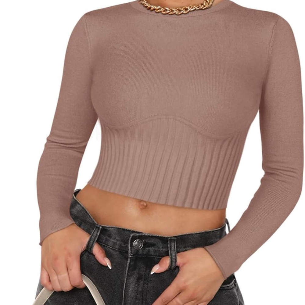 REORIA Ribbed Knit Cropped Sweater - Picture 2 of 6